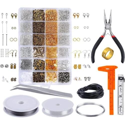 24Grid Open Ring Closed Ring Lobster Buckle Metal Jewelry Making Kit For DIY Necklace Materials Repair Tool With Accessories