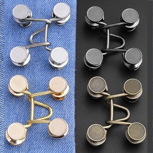 4Sets Metal Garment Hooks Jeans Waist Adjusting Buckle Removable Rivet Button DIY Invisible Adjust Button