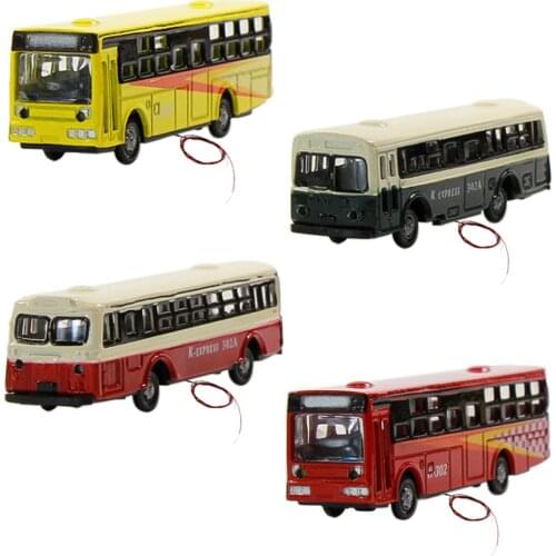 4pcs N scale 1:160 Model Buses Lighted Diecast Model Bus Alloy Building Layout EBS15002
