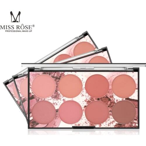 8 Colors MISS ROSE Blush Palette Face Mineral Pigment Palette Blusher Powder Professional Makeup Blush Contour Shadow+brush