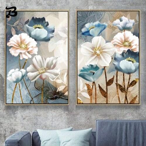 Abstract Flower Print Canvas Scandinavian Wall Art Flowers Canvas Posters and Prints Elegant Modern for Home Wall Decoration