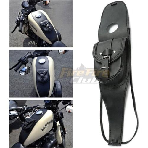 Motorcycle Black Gas Tank Dash Console Center Pouch Bag Leather for Harley Sportster XL 883 1200
