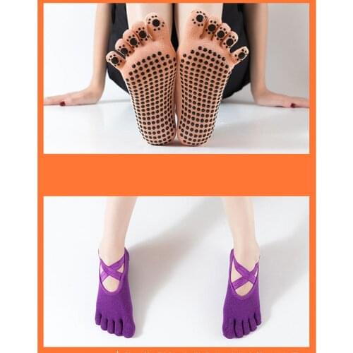 Yoga Five Covered Toe Stockings Cross Belt Glue Professional Non-Slip Backless Dancer Fitness Accessories Wear-resistant Tight