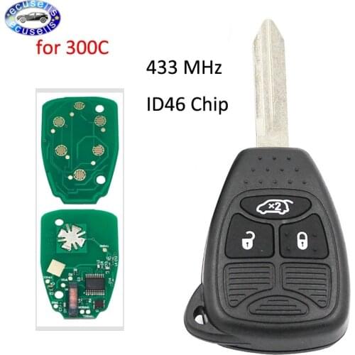 Keyless Remote Key Fob 3 Button With Chip ID46 433mhz for Chrysler 300C Sebring PT Cruiser
