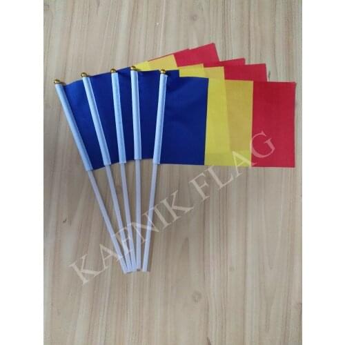 KAFNIK,5pcs Romania Hand Flag National Hand Flag 14*21cm Free Shipping
