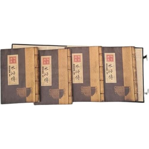 China Hand Drawn Album, Thread Bound Book Ancient Books Of Water Margin Of Literary Classics A Set Of 4