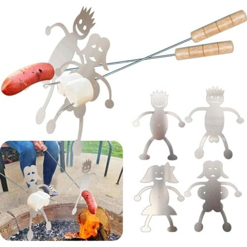 Creative Hot Dog Sticks Unique Boy Man Marshmallow Girl Woman Roaster Cooker Campfire Sticks