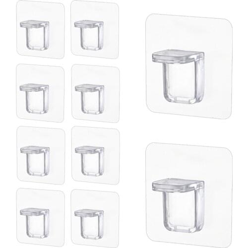 15-20kg Shelf Support Hook Wardrobe Board Holder Kitchen Bathroom Closet Sticker Wall Self-adhesive Plugs Storage Organizer Clip