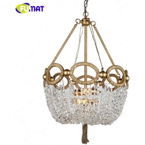 FUMAT American K9 Crystal Chandeliers Nordic Creative Pastoral Lights For Living Room Dining Room LED Lustre Gold Crystal Lights