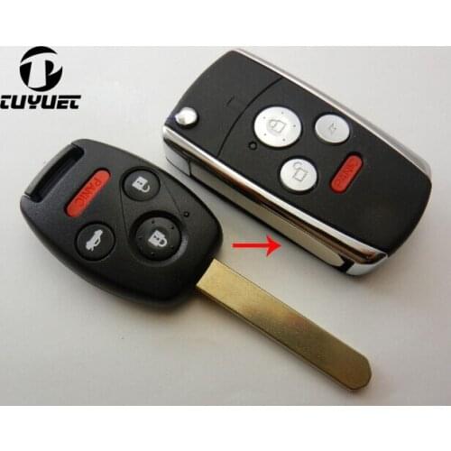 Modified Flip Folding 3+1 Panic Buttons Remote Key Shell for HONDA ACCORD CRV Car Key Blanks Case