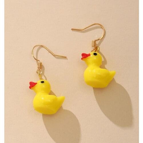 Fashion Korean Minimalist Cute Silica Gel Little Lemon Yellow Duck Earring For Temperament Girls Gift Earrings Jewelry