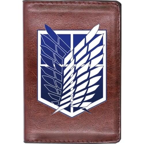 Fashion Attack on Titan Leather Travel Passport Case Personality Men Women ID Credit Card Holder Cover