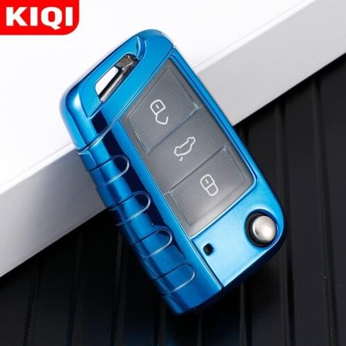 For VW Volkswagen Polo Golf 7 MK7 Tiguan for Skoda Octavia A7 SEAT Soft TPU Car Folding Key Case Cover Bag Shell Protector