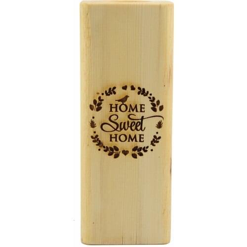 Turcowood Home Sweet Home Natural Wooden Candle Holder