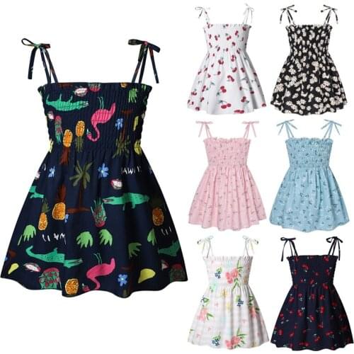 VOGUEON 2021 New Summer Baby Girl Dress Fashion Princess Floral Backless Sling Dresses Girls Clothing Children Clothes Vestidos