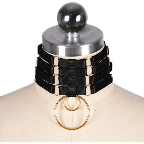 New Strap Choker Necklace Gold O-ring Bar Adjustable Chokers Harness Necklace for Women Collares Jewelry Gift