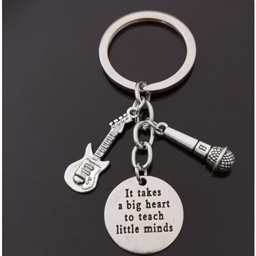 New Music Teacher Keychain Music Key Ring Pianist Gift Music Microphone Notes Handmade Guitar Jewelry Do Your Favorite Souvenirs