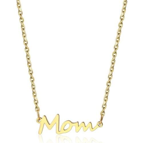 RIR Stainless Steel Letter Mom Pendant Necklace Minimal Necklace For Moms Gold Mothers Day Gift 2018