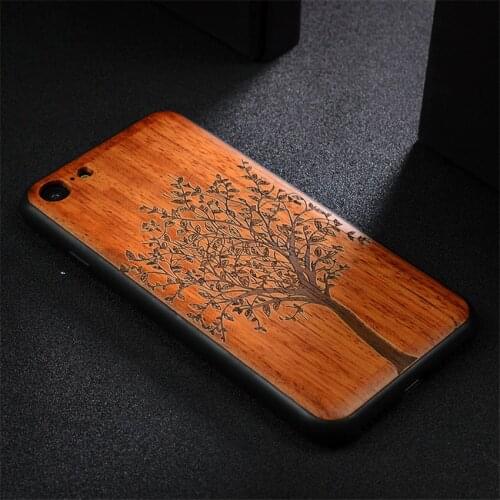 Carved Wood Case For iPhone SE 2020 4.7" Shockproof Case TPU Bumper Cover For iPhone se 2 iPhone se 2020 Case Wood Shell
