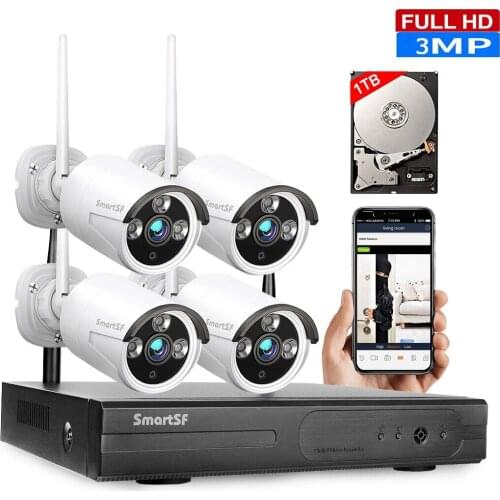 8CH NVR HD 3MP CCTV Camera System 1TB HDD 8CH NVR 4Pcs 1536P IR-Cut WIFI IP Security Surveillance Cameras Home Outdoor kit