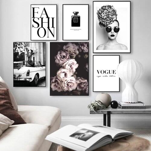 Modern Minimalist Fashion Poster Home Decor Nordic Canvas Painting Black and White Figure Picture Wall Art Print for Dormitory