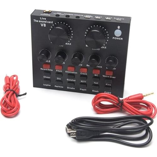 V8 KTV Live Broadcast Headset Microphone Voice Chat Recording Audio Computer PC Sound Card Home External USB For Mobile