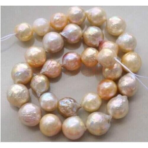 Gorgeous 12-13mm natural south seas kasumi pink purple pearl beads14.5"inch