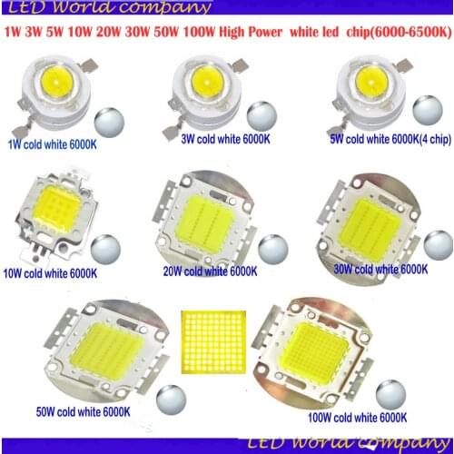 High Power LED chip SMD 6000-6500K 1W 3W 5W 10W 20W 30W 50W 100W Beads Diode led chip white