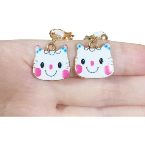 Japanese Lucky Cat Clip On Earrings Chinese Style Painting Cat Ice Cream Clip Earrings Without Piercing For Women Girls