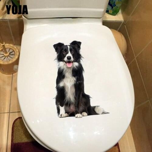 YOJA 18.6×24.9CM Border Collie Cute Animal Bedroom Wall Stickers PVC Decals Creative Toilet Decor T1-3100