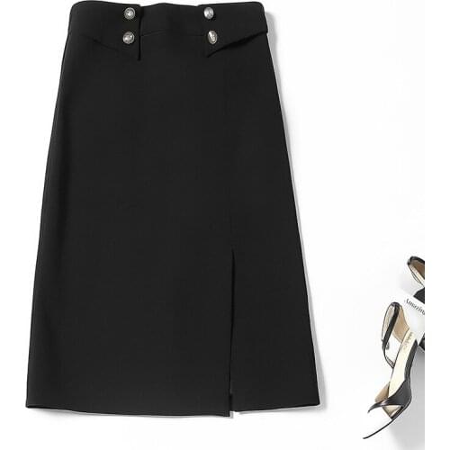 Skirt Women Summer 2021 New Office Lady Slit Elegant Commuter Irregular Stitching Solid Color White Midi Skirts Female S-XL