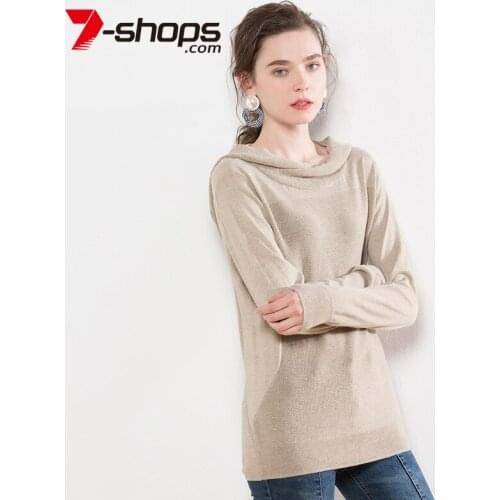 AECU Female Hooded Kintted Pullovers Fleece Sweater Long Sleeve Pullovers Women Sweaters Pull Femme Hiver Jumper For Women