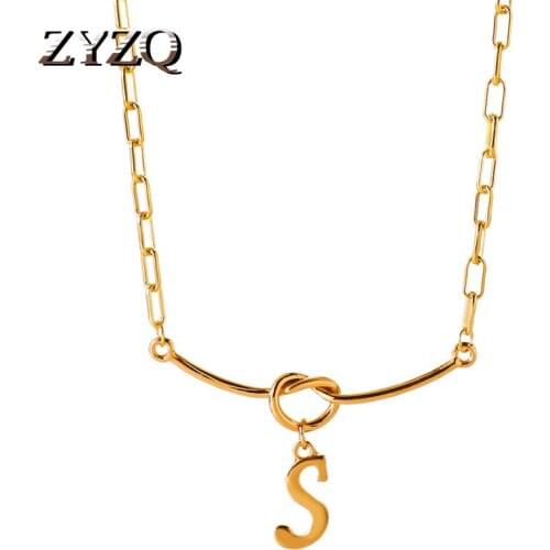ZYZQ Korean Trend Simple Temperament Letter S Pendant Necklace For Women Personality Creative Clavicle Chain Jewelry 2021