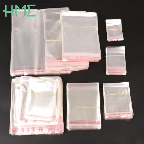16*16cm 200pcs Transparent Clear Self-Adhesive Beads Plastic Storage Bag For DIY Jewelry Packaging Dispaly Wedding Gift Bags