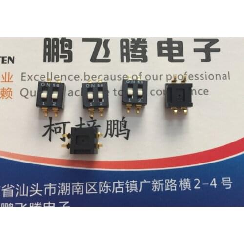2PCS/lot Imported Japanese FUJISOKU SMS802C-E dial code switch 2-bit patch 2P key type flat dial 2.54