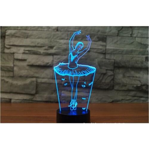 3D LED Night Light Ballet Dancer with 7 Colors Light for Home Decoration Lamp Amazing Visualization Optical Illusion Awesome