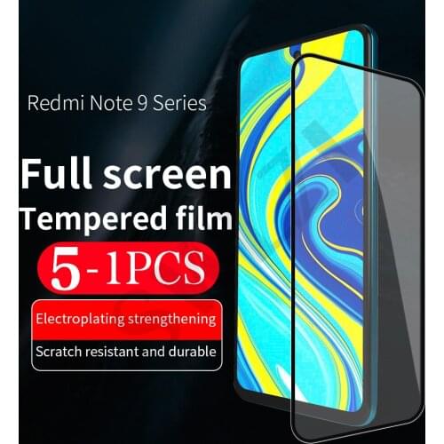 5-1Pcs 9D phone screen protector for Redmi note 6 7 8 8T on the tempered glass Redmi 6A 7s 7A 8A pro protective film smartphone