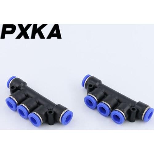 Free shipping 2pcs Tracheal connector PK6 plastic 4mm 5-way 8mm fast 10 variable diameter 12mm fast pneumatic fittings