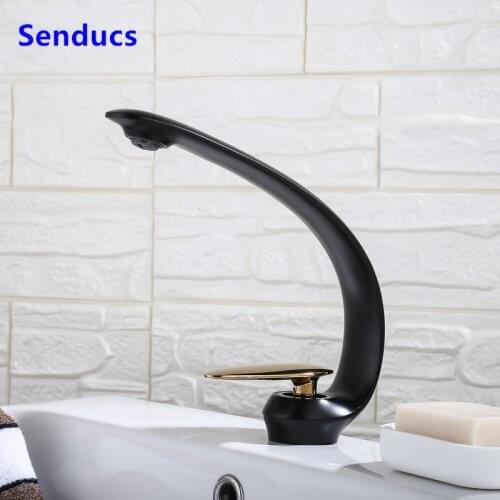 Black Cold Bathroom Basin Mixer Hot and Cold Function Brass Basin Faucet Modern Design Suitable for Different Decorative Style