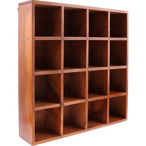 Wooden Home Organizer 16 Grids Wall Shelf for Cellection Gadget Display Case