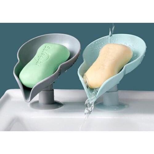 Leaf Shaped Soap Holder Shower Soap Shelf Bath Soap Box Vertical Suction Cup Laundry Soap Dish Storage Tray Bathroom Supplies