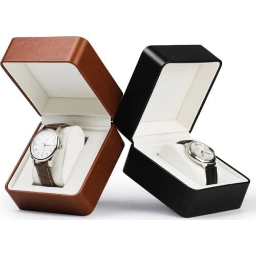 Oirlv PU Leather Travel Jewelry Black Watch Box Compact And Easy To Carry Watch Box For Men And Women Special Storage Box
