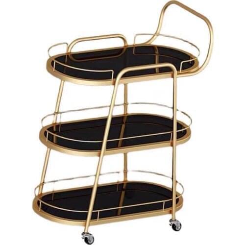 Factory Wholesale Fashion Modern Hotel Cart Dish Snake Food Cart Pub Commercial Furniture Bar Cart with Universal Wheel