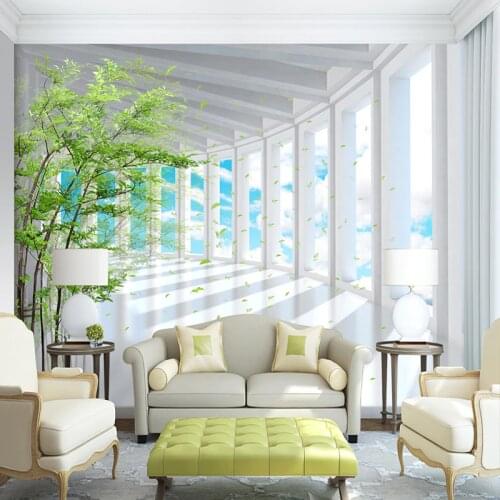 Photo Wallpaper 3D Stereo Blue Sky Green Tree Space Expansion Mural Wallpaper Living Room TV Sofa Background Wall Paper For Wall