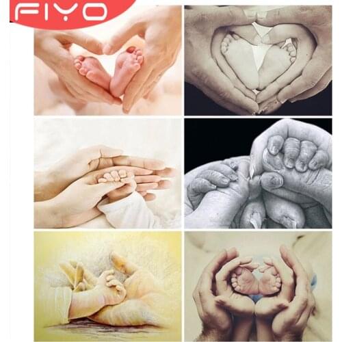 FIYO 5D Diamond Painting Square/Round DIY Hands Feet Baby Daimond Art Embroidery Cross Stitch Home Decor Hanging Pictures Gift