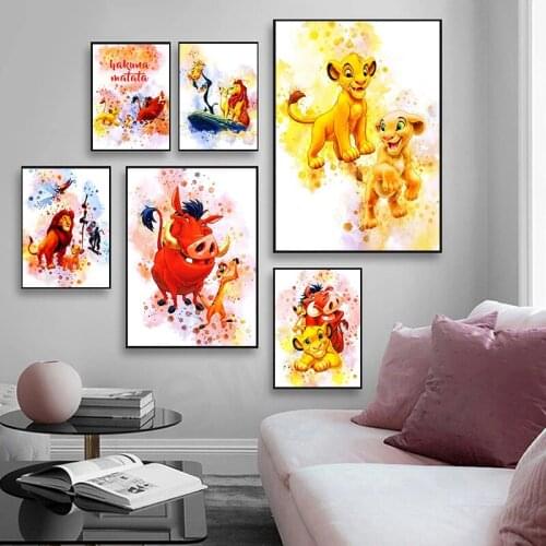 Disney Lion King Canvas Painting Cartoon Posters and Prints Wall Art Picture for Kids Room Decor Home Decoration Wall Decor