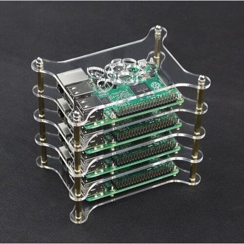 Raspberry Pi 4 Model B 4-layer Acrylic Clear Case with Raspberry Pi Logo Transparent Shell Enclosure Box also for Raspberry Pi 3