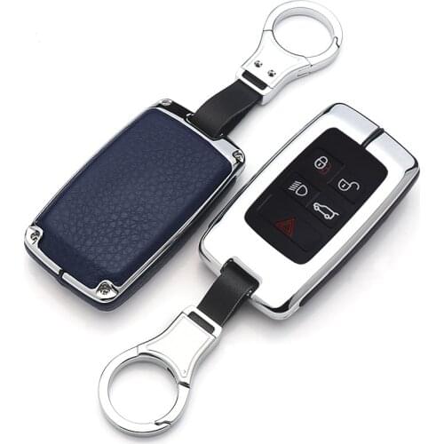 Zinc Alloy Leather Car Key Case Cover Holder with Keychain For Land Rover Range Rover Discovery 5 Sport 2018 2019 Car Accessorie