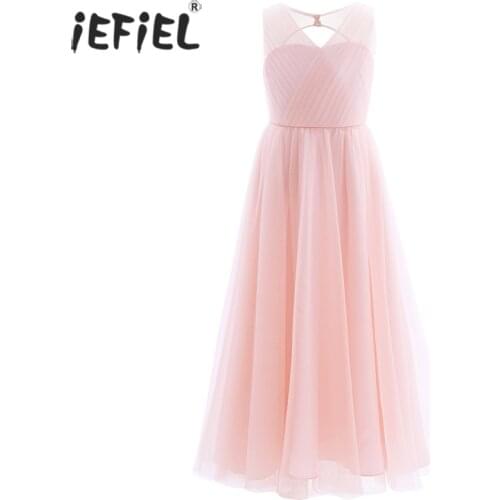 Summer Flower Girls Lace Dress Wedding Birthday Party Kids Long Dress Vestido Children Bridesmaid Elegant Princess Tulle Dress