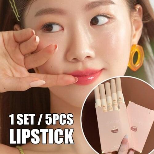 5pcs/set Matte Lipstick Velvet Lip Glaze Color Charm Lasting Non-fading Lip Make up Sexy Lipsticks Lips Makeup Cosmetics